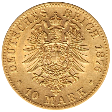10 марок 1876 года. Германская Империя. Вюртемберг
