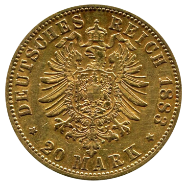 20 марок 1883 года. Германская Империя. Пруссия