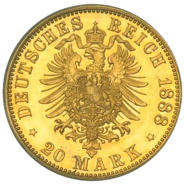 20 марок 1888 года. Германская Империя. Пруссия