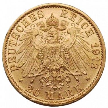 20 марок 1913 года. Германская Империя. Пруссия
