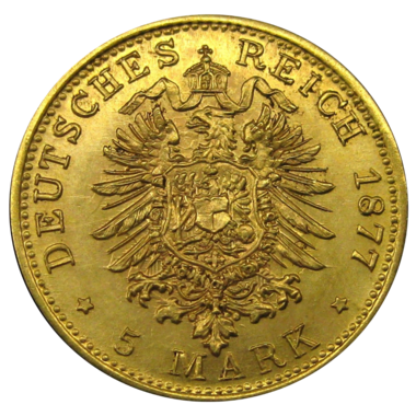 5 марок 1877 года. Германская Империя. Гамбург