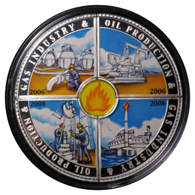 50 центов 2006 года «Газовая, нефтяная промышленность». Монета из четырёх частей.