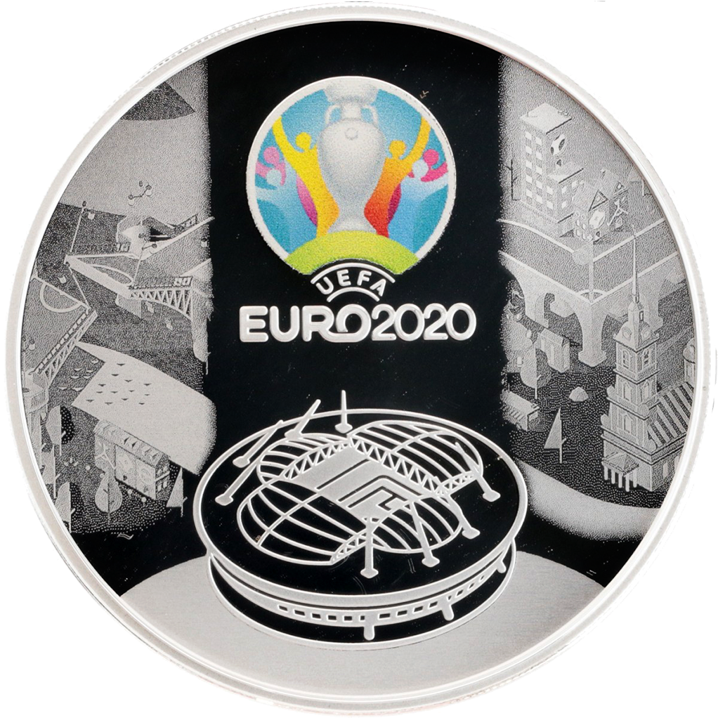 3 рубля 2021 года СПМД "Чемпионат Европы по футболу 2020" Proof